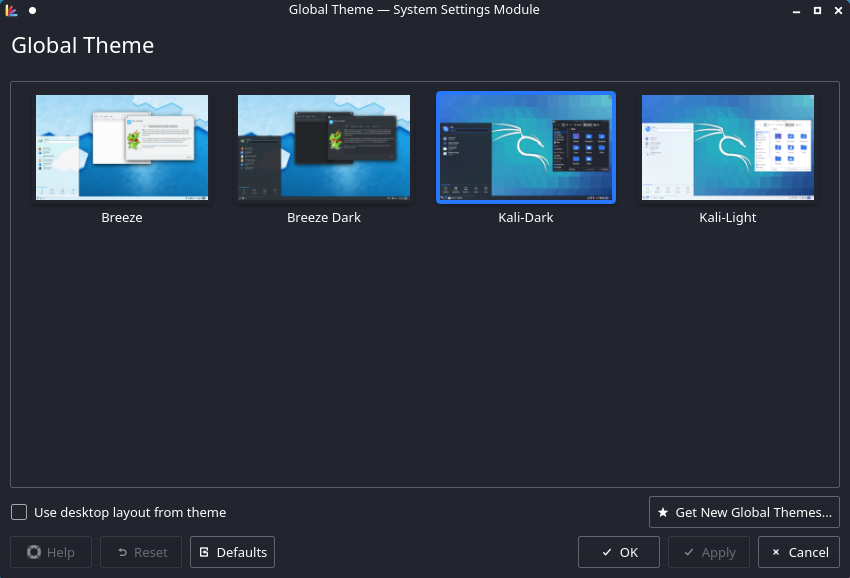 kde look and feel desktop themes for kali