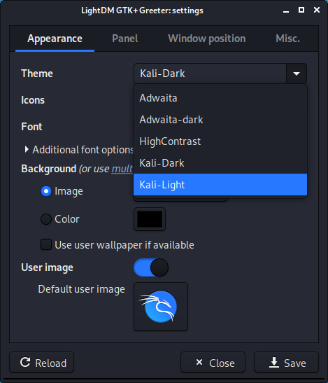 lightdm login screen settings